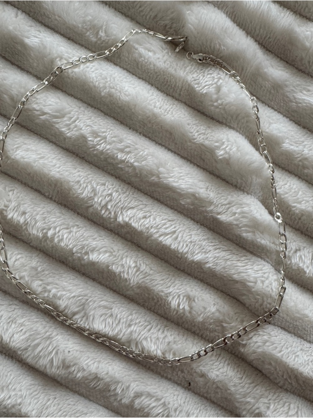 925 Sterling Silver Figaro Chain Necklace - White Silver 21 inches